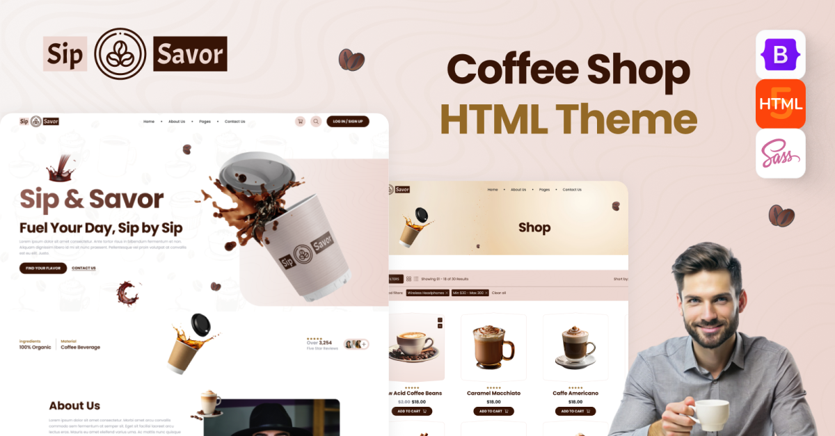 Sip savor coffee